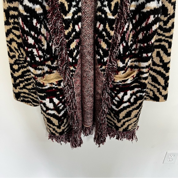 By Anthropologie Paloma Fringed Animal Print Cardigan Sweater - Picture 7 of 16